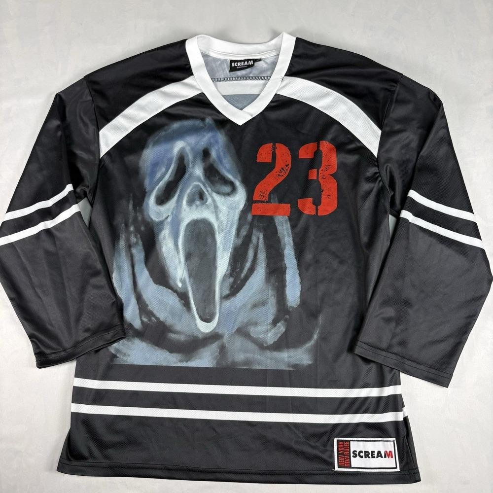 Scream Ghostface Hockey Jersey Mens Small Black Horror Movie Scream VI Halloween